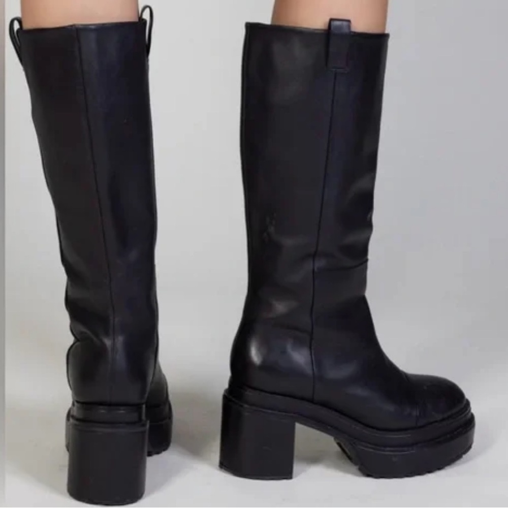 🌹CULT GAIA🌹 Hana Block Heel Leather Boots Black Size: 35 - Picture 2 of 13